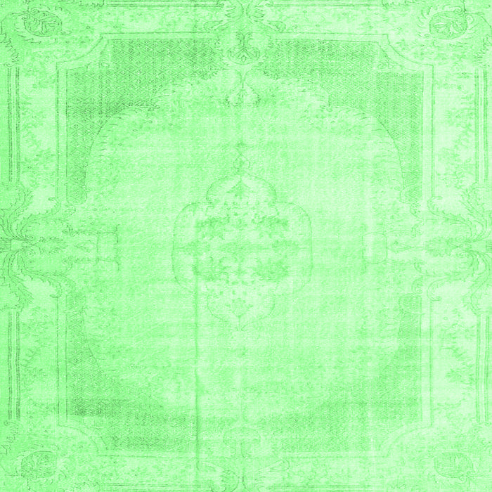 Square Machine Washable Persian Emerald Green Traditional Area Rugs, wshtr3846emgrn