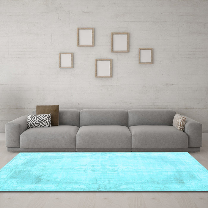 Machine Washable Persian Light Blue Traditional Rug in a Living Room, wshtr3846lblu