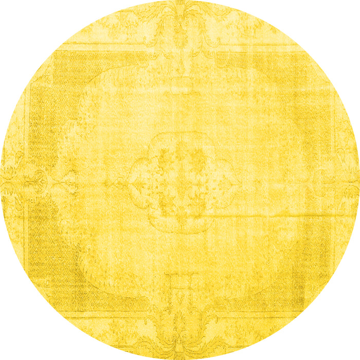 Round Persian Yellow Traditional Rug, tr3846yw