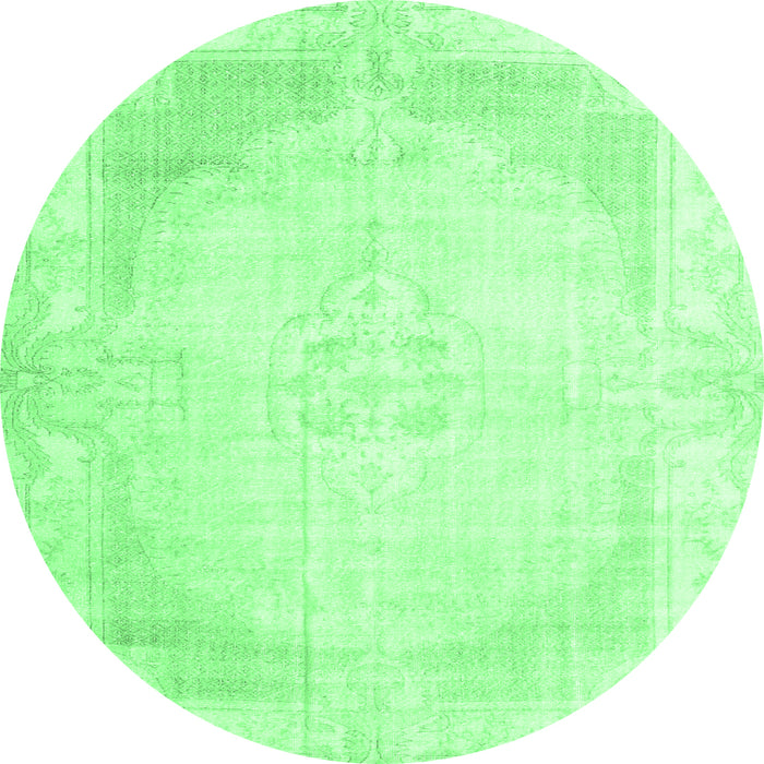 Round Machine Washable Persian Emerald Green Traditional Area Rugs, wshtr3846emgrn