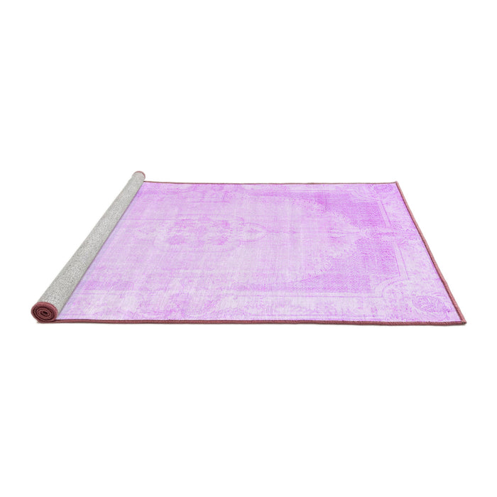 Sideview of Machine Washable Persian Purple Traditional Area Rugs, wshtr3846pur