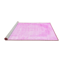 Sideview of Machine Washable Persian Pink Traditional Rug, wshtr3846pnk