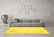 Machine Washable Persian Yellow Traditional Rug in a Living Room, wshtr3846yw