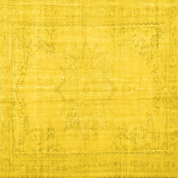 Square Machine Washable Persian Yellow Traditional Rug, wshtr3847yw
