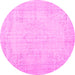 Round Persian Pink Traditional Rug, tr3847pnk