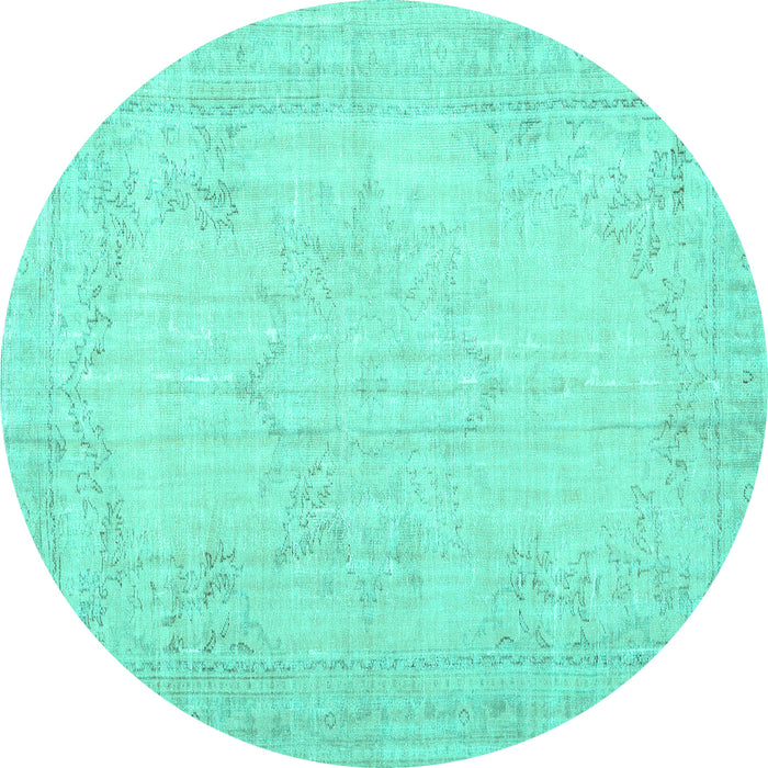 Round Machine Washable Persian Turquoise Traditional Area Rugs, wshtr3847turq