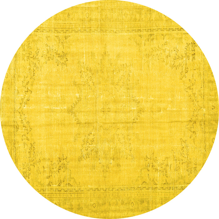 Round Persian Yellow Traditional Rug, tr3847yw