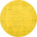 Round Persian Yellow Traditional Rug, tr3847yw