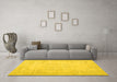 Machine Washable Persian Yellow Traditional Rug in a Living Room, wshtr3847yw