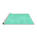 Sideview of Machine Washable Persian Turquoise Traditional Area Rugs, wshtr3847turq