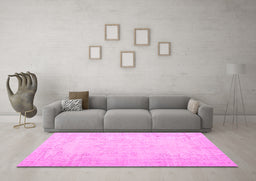 Machine Washable Persian Pink Traditional Rug in a Living Room, wshtr3847pnk