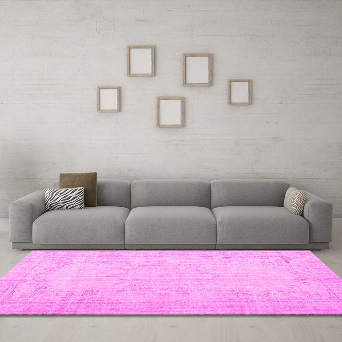 Machine Washable Persian Pink Traditional Rug in a Living Room, wshtr3847pnk