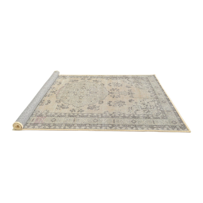 Sideview of Machine Washable Traditional Tan Brown Rug, wshtr3848
