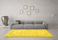 Machine Washable Persian Yellow Traditional Rug, wshtr3848yw