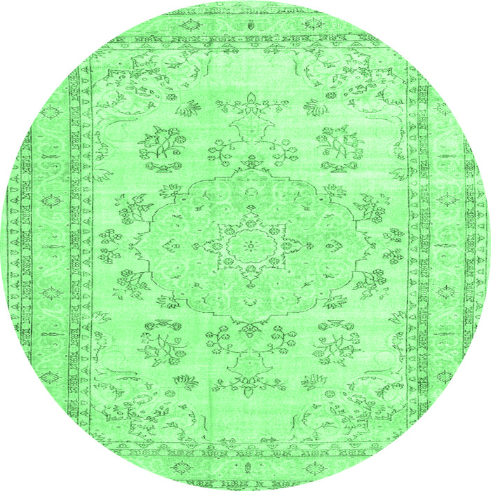 Round Persian Emerald Green Traditional Rug, tr3848emgrn