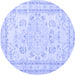 Round Persian Blue Traditional Rug, tr3848blu