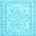 Square Machine Washable Persian Light Blue Traditional Rug, wshtr3848lblu