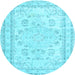 Round Persian Light Blue Traditional Rug, tr3848lblu