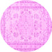 Round Persian Pink Traditional Rug, tr3848pnk