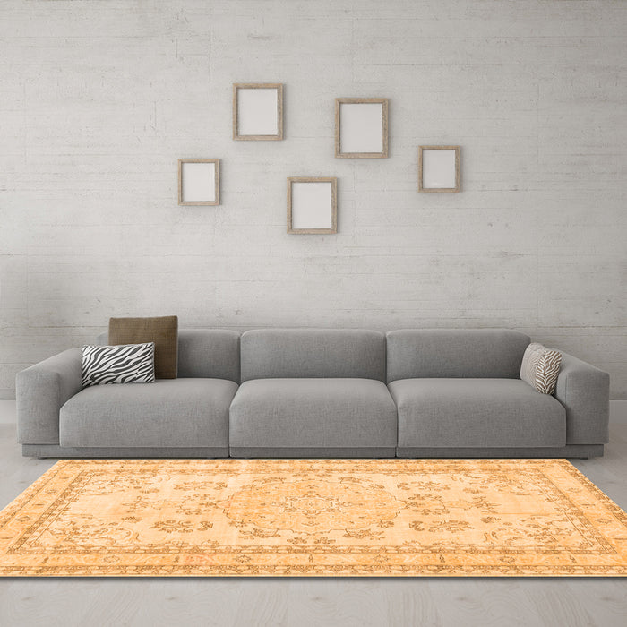 Machine Washable Persian Orange Traditional Area Rugs in a Living Room, wshtr3848org