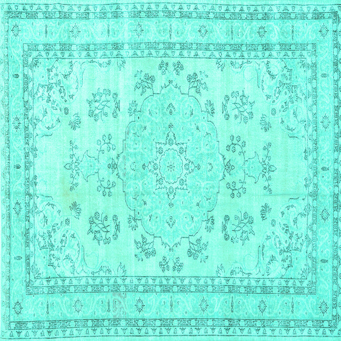 Square Persian Turquoise Traditional Rug, tr3848turq
