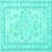 Square Persian Turquoise Traditional Rug, tr3848turq