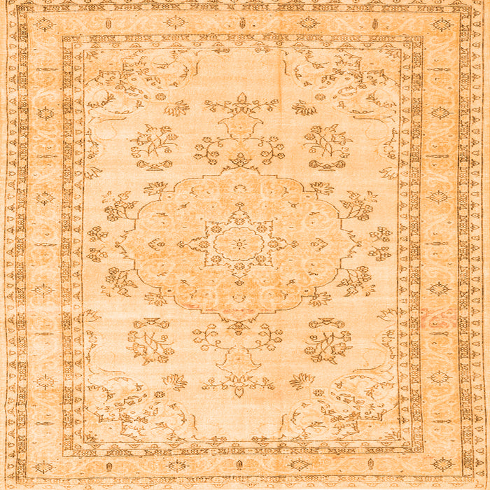 Round Machine Washable Persian Orange Traditional Area Rugs, wshtr3848org