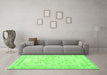 Machine Washable Persian Green Traditional Area Rugs in a Living Room,, wshtr3848grn