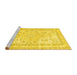 Sideview of Machine Washable Persian Yellow Traditional Rug, wshtr3848yw