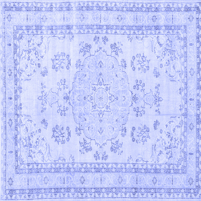 Square Machine Washable Persian Blue Traditional Rug, wshtr3848blu