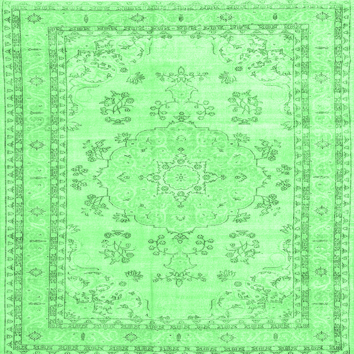 Square Machine Washable Persian Emerald Green Traditional Area Rugs, wshtr3848emgrn
