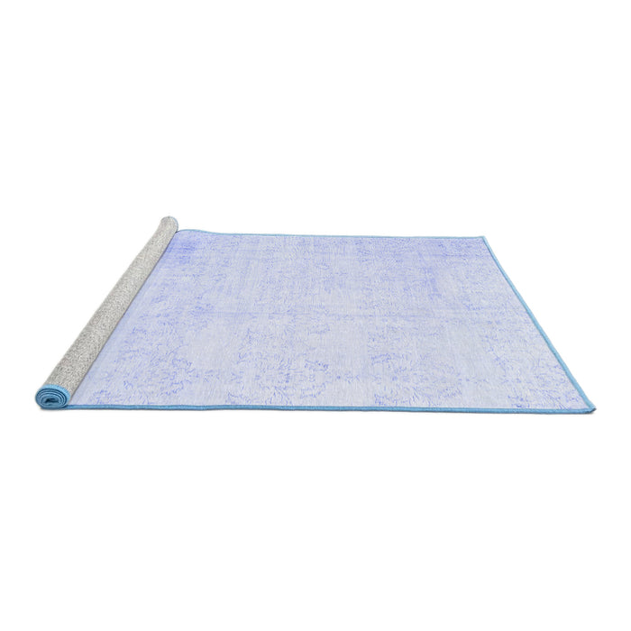 Sideview of Machine Washable Persian Blue Traditional Rug, wshtr3849blu