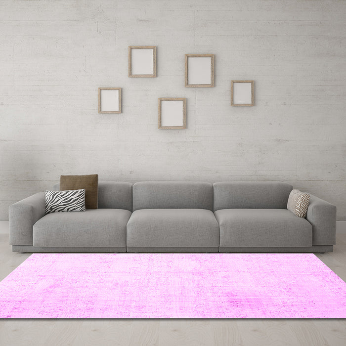 Machine Washable Persian Pink Traditional Rug in a Living Room, wshtr3849pnk