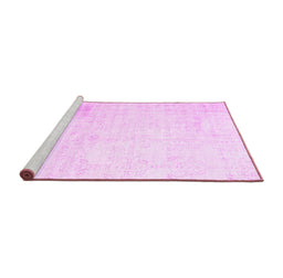 Sideview of Machine Washable Persian Pink Traditional Rug, wshtr3849pnk