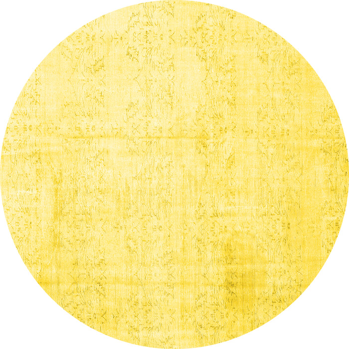 Round Persian Yellow Traditional Rug, tr3849yw