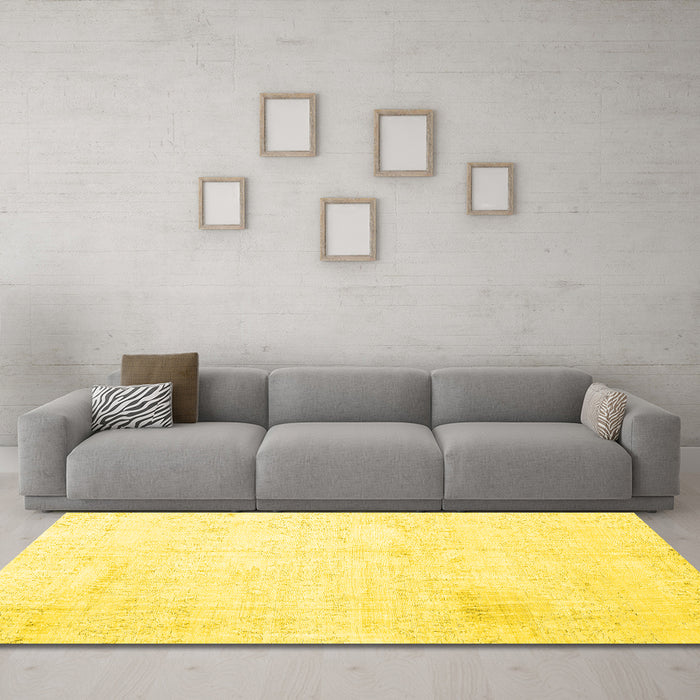 Machine Washable Persian Yellow Traditional Rug in a Living Room, wshtr3849yw