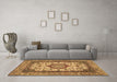 Machine Washable Medallion Brown Traditional Rug in a Living Room,, wshtr384brn