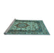 Sideview of Machine Washable Medallion Light Blue Traditional Rug, wshtr384lblu