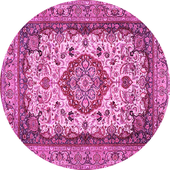 Round Medallion Pink Traditional Rug, tr384pnk