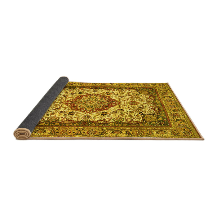 Sideview of Medallion Yellow Traditional Rug, tr384yw