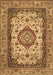 Machine Washable Medallion Brown Traditional Rug, wshtr384brn