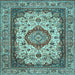 Square Medallion Light Blue Traditional Rug, tr384lblu