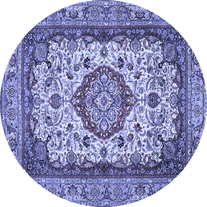 Round Medallion Blue Traditional Rug, tr384blu