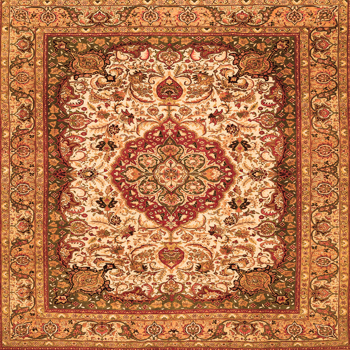 Serging Thickness of Medallion Orange Traditional Rug, tr384org