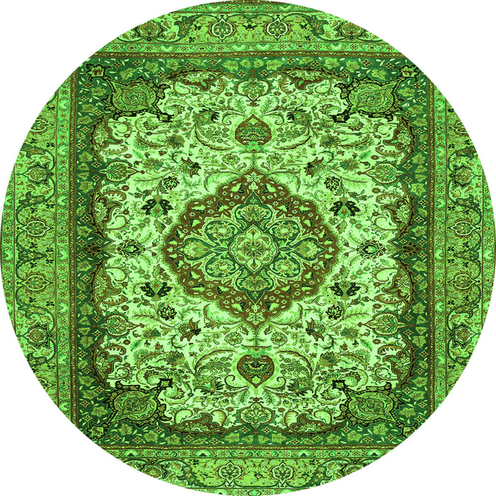 Square Medallion Green Traditional Rug, tr384grn