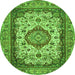 Square Medallion Green Traditional Rug, tr384grn