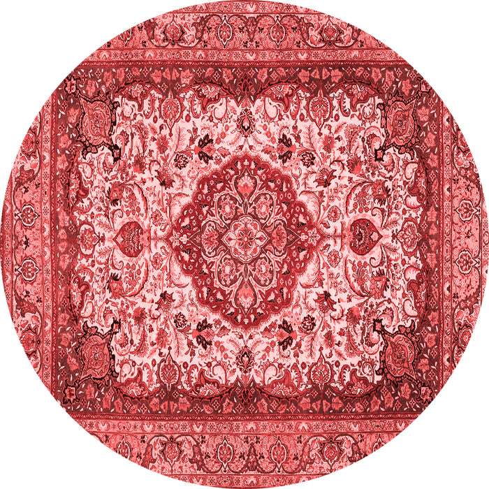 Machine Washable Medallion Red Traditional Rug, wshtr384red