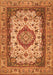 Serging Thickness of Machine Washable Medallion Orange Traditional Area Rugs, wshtr384org