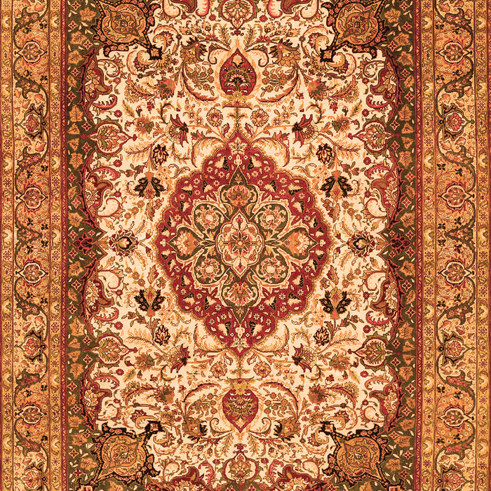 Serging Thickness of Machine Washable Medallion Orange Traditional Area Rugs, wshtr384org