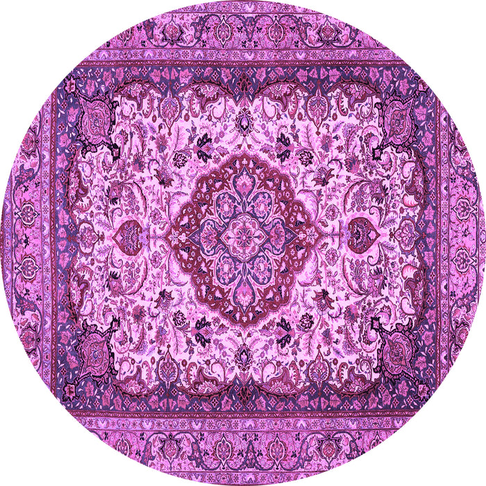 Round Medallion Purple Traditional Rug, tr384pur